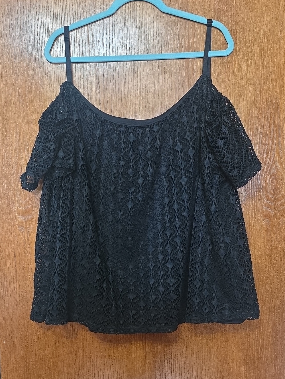 Black Lace Cold-Shoulder Camisole Top